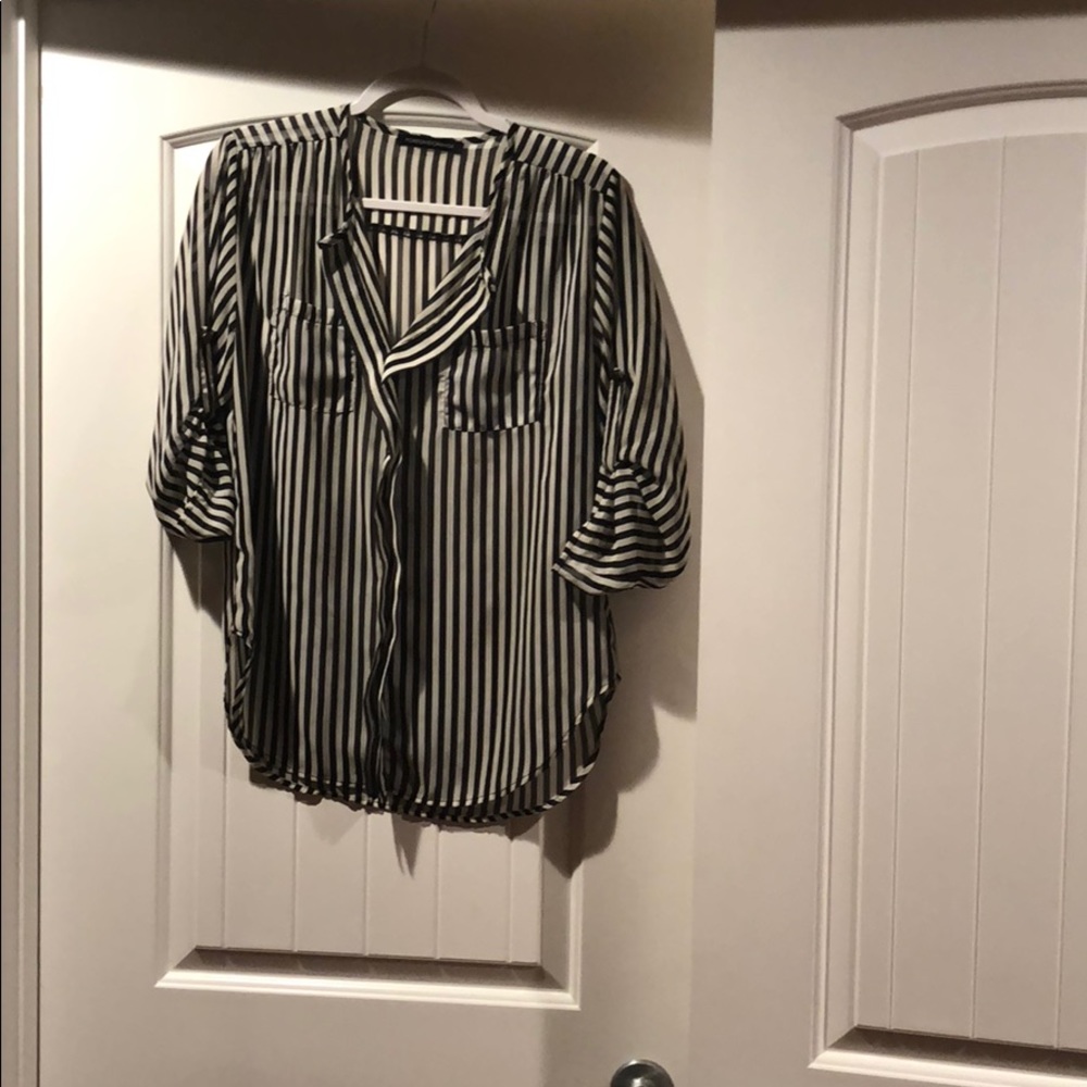 Sheer stripe blouse shirt